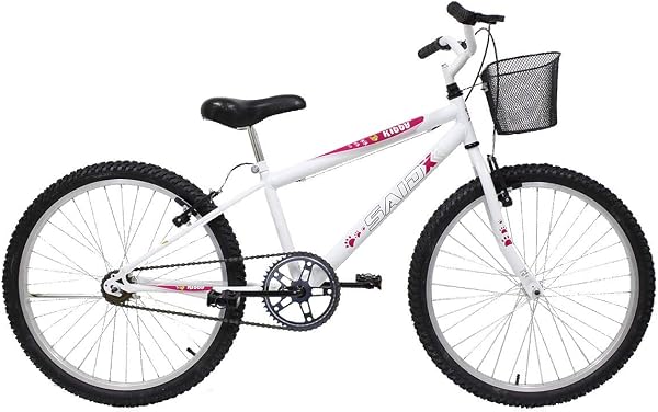 Bicicleta Aro 24 Feminina Mono Sem Marcha Com Cesta Saidx (Branco)