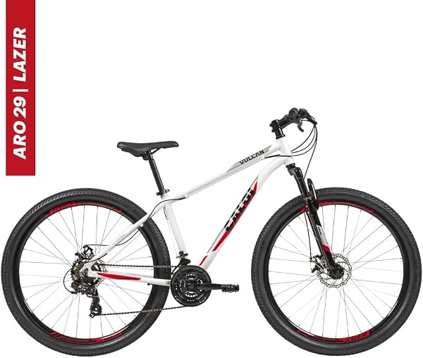 Bicicleta Aro 29 Caloi Vulcan Branca Tamanho 17 Câmbio SunRun Freio a Disco