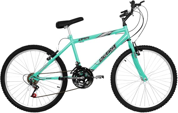 Bicicleta de Passeio Ultra Bikes Esporte Aro 24 Reforçada Freio V-Brake 18 Marchas Verde Anis