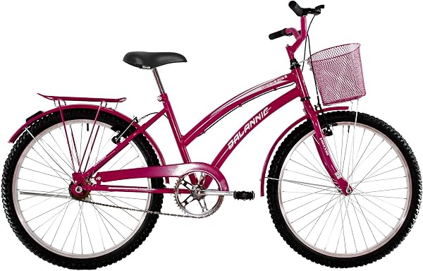 Bicicleta Feminina Dalannio Susi Aro 26 Sem Marcha com Paralamas Bagageiro e Cestinha Rosa