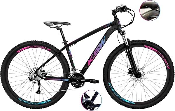 Bicicleta KSW XLT 200 Full Shimano 24v K7 Alumínio Aro 29 Freio a Disco Suspensão com Trava
